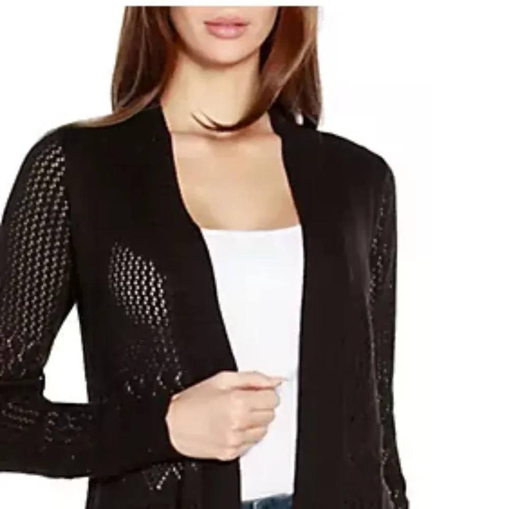 41 Hawthorn‎ Etelan Variegated Pointelle Cardigan Size 3X Black Stitch Fix NWT